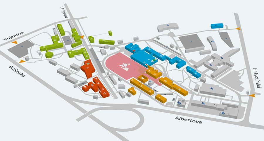 Map of the Olomouc University Hospital