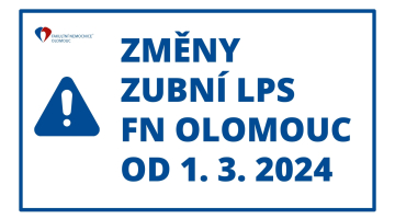 Režim zubní pohotovosti (LPS) ve FN Olomouc od 1. března 2024
