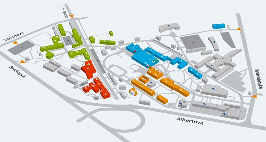 Map of the Olomouc University Hospital